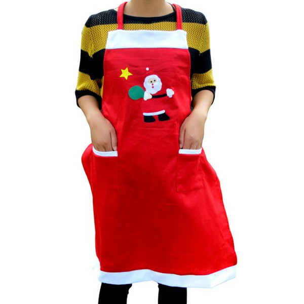 100pcs/lot X'mas Party Decorations Fancy Santa Claus Snowman Pattern Aprons Red Christmas Cooking Festival Dinner Supplies