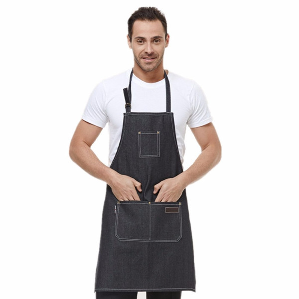 Adjustable unisex kitchen denim apron cowboy bib apron organizers with pocket chef cooking overalls Pinafores Tablier