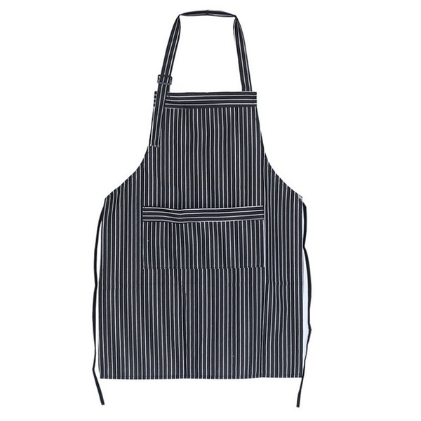 2 Pack Adjustable Bib Apron Thicker Water Drop Resistant With Pockets Cooking Kitchen Aprons For Women Men Chef, Pinstripe Bla