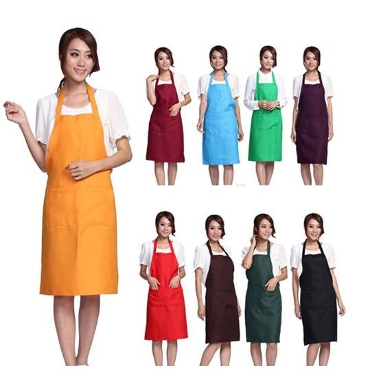 Solid Color Apron Kitchen Clean Accessory For Multi Function Household Adult Cooking Baking Aprons