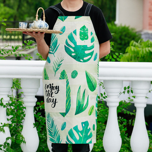 Rainforest Style Cooking Apron Funny Novelty BBQ Party Apron Naked Men Women Cat Cheeky Leaves Plant Cooking Apron