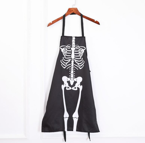 Novelty Apron Halloween Scary Horror Skeleton Ghost Coverall Aprons Cooking Painting Art Kitchen BBQ Party Accessory adult size black gift