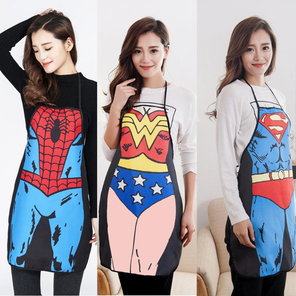 29 style 3D Printed Funny Superhero Superman Spiderman Kitchen aprons Waterproof Cooking women Sexy Character Aprons party Home BBQ supplies