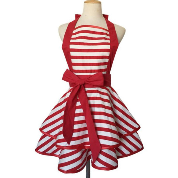 Striped Simple Double Layer Apron Home Cleaning Aprons Woman Kitchen Cooking Aprons Hotel Bar Waiter Working Aprons