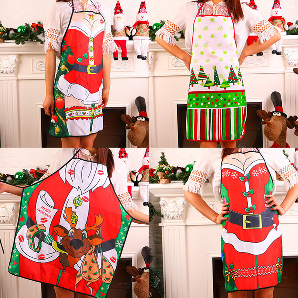 Christmas Funny Cooking Kitchen Apron Sexy Dinner Party Baking Apron delantal cocina For Woman Man delantales BBQ Party Cartoon Apron 170928