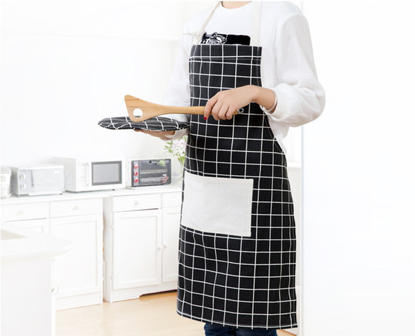 100% Cotton300 pcs Kitchen Apron Printed Unisex Cooking Aprons Avental Dining Room Barbecue Restaurant Pocket Halterneck