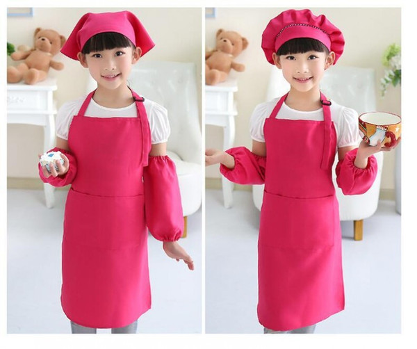 Kids Aprons Pocket Craft Cooking Baking Art Painting Kids Kitchen Dining Bib Children Aprons Kids Aprons 10 colors Free Shipping