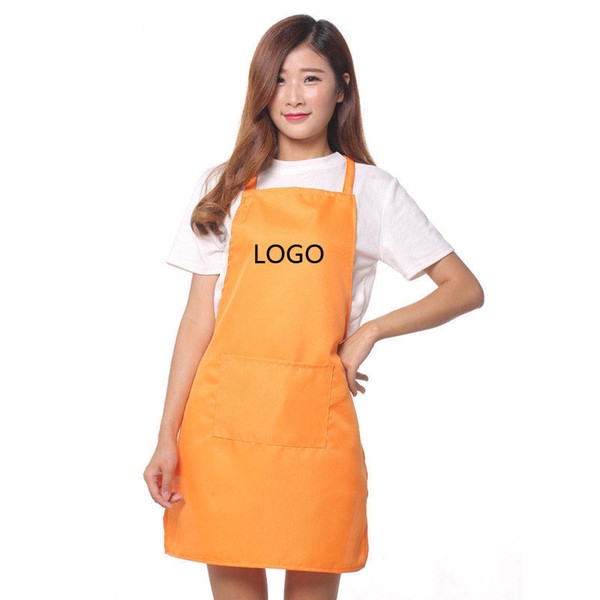 Unisex Restaurant Home Kitchen Cooking Craft Work Commercial Kit Apron With Pockets For Women Men Custom Aprons print logo