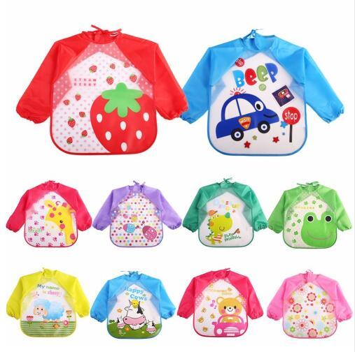 Free Shipping Children Bib Burp Baby Todders Waterproof Long Sleeve Art Smock Bibs Apron Cartoon Soft Feeding baberos bavoir Clothing