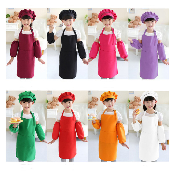 Kids Aprons Pocket Craft Cooking Baking Art Painting Kids Kitchen Dining Bib Children Aprons Kids Aprons 10 colors Free Shipping