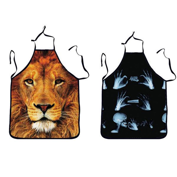 Animal Skull Printed Polyester Cooking Adjustable Unisex Sexy Fun Party Sleeveless Cartoon kitchen Tablier Cuisine Chef Apron