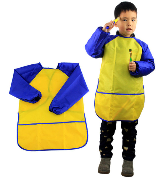 Children Aprons Bib Clothes Kids Waterproof Paint Aprons Baby Eating Meal Painting Long Sleeve Smock Suitable for 5-7Years FWX9-774