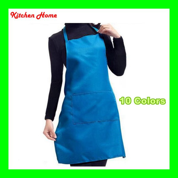 12 Colors Thicken Westen Style Home Kitchen Coverall Apron Polyester Cloth Pinafore for Adults With Front Pocket Bin Solid Plain