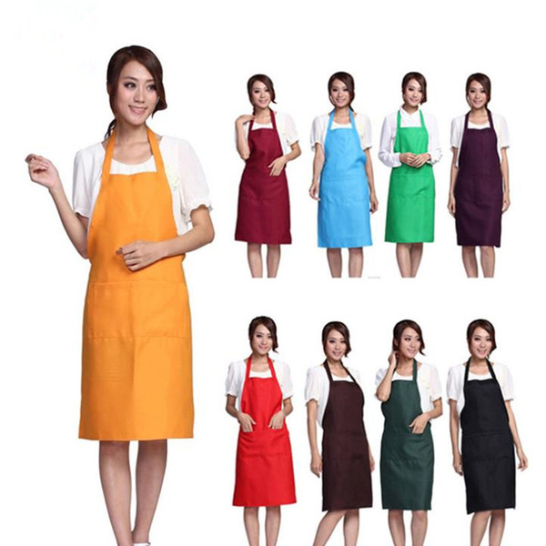 Solid Color Apron Kitchen Clean Accessory For Multi Function Household Adult Cooking Baking Aprons fast shipping