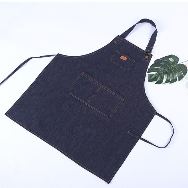 Hot Kitchen Denim Work Apron Cooking Apron for Woman Man Cowboy Antifouling Chef Cooking Pinafore W7440