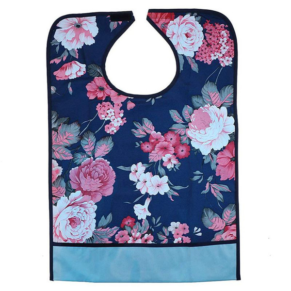 Adjustable Waterproof Adult Bib Detachable PVC Apron Protective Clothes with Pattern Peony Flower, 46 x 65cm