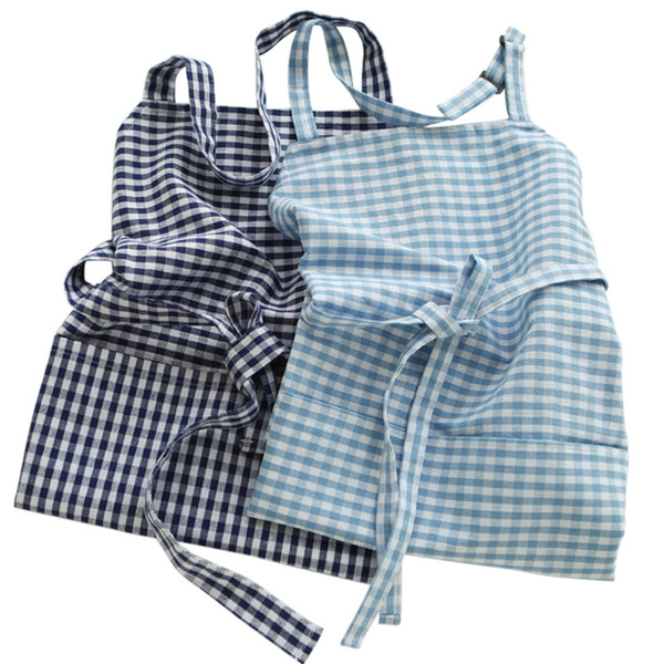 10pcs Cotton children's apron small and fresh plaid cloth art home cleaning protective clothing apron work clothes