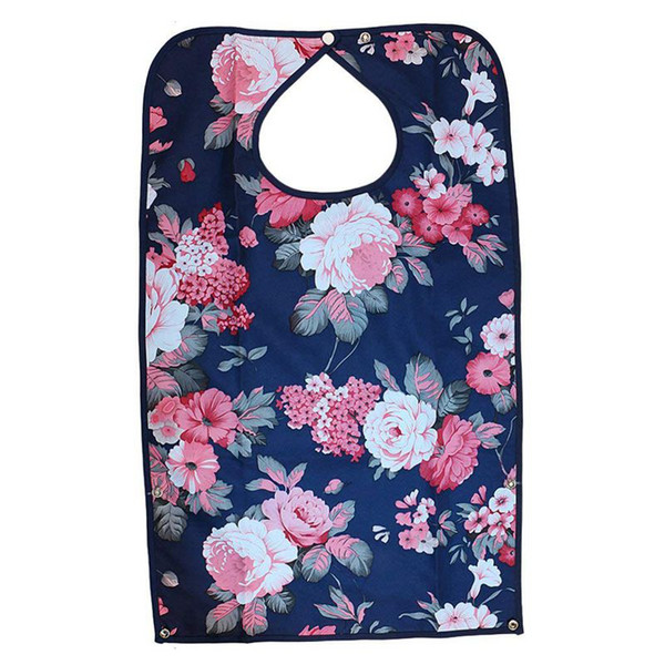 Adjustable Waterproof Adult Bib Apron Detachable PVC Apron Protective-Garment Meal Pattern Peony Flower