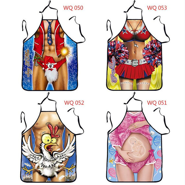 Fashion Sexy Man Women Muscle Printed Apron Bibs Home Cooking Baking Party Funny Cleaning Aprons Kitchen Accessories