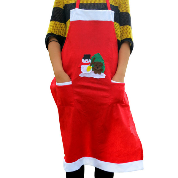 New Christmas Printed Apron with pockets non-woven bib kitchen apron home textiles Delantales cooking chef for Christmas