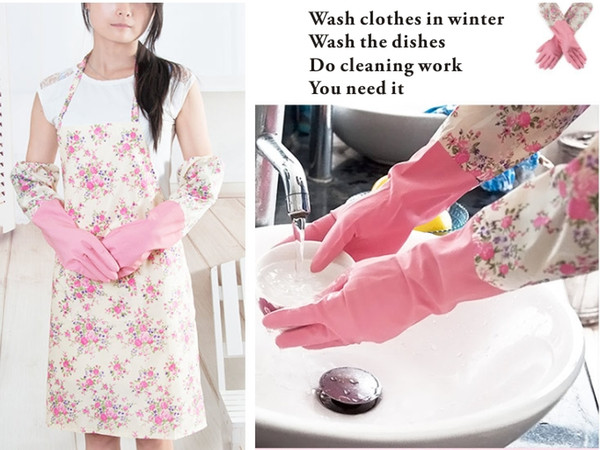 Fashion home apron, anti-greasy stains apron, kitchen protective clothing, + with the same color latex gloves,Aprons.