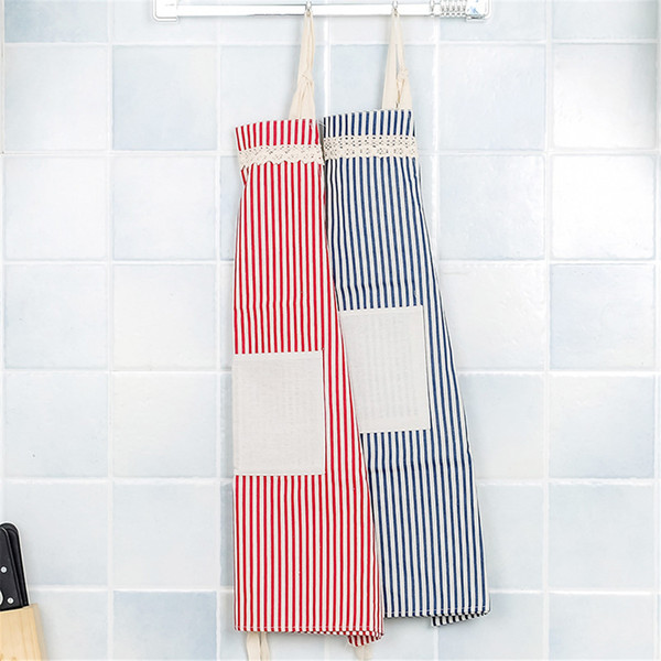 Mediterranean Brief Blue and White Stripes Aprons Sleevless Couple Models Fashion Kitchen Companion AMI-281