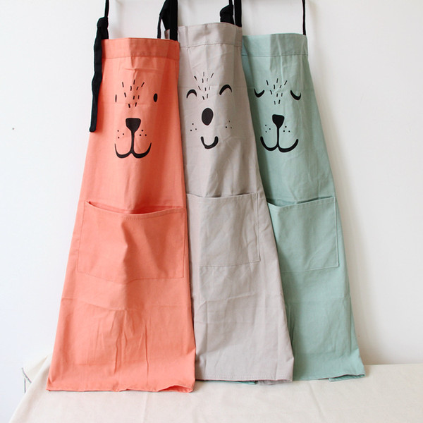 Apron, the new blue parentage pure cotton and hemp cartoon apron, kitchen anti sewage bathing suit.