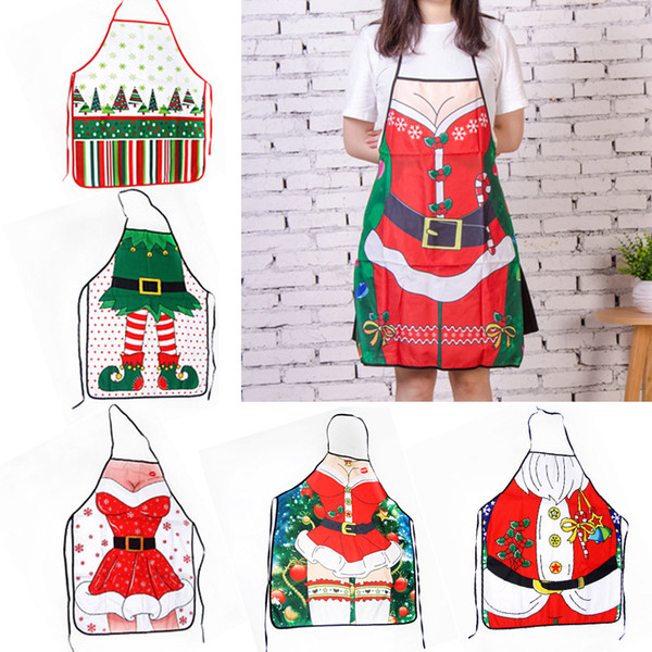 Christmas Aprons Xmas Decoration Aprons for Adults Women & Men Dinner Party Cooking Cartoon Apron Kitchen Accessories 9 Color in Stock