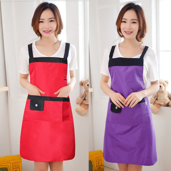 DHL Fast Shipping Women Apron Korean Waiter Aprons With Pockets Restaurant Kitchen Cooking Shop Art Work Apron