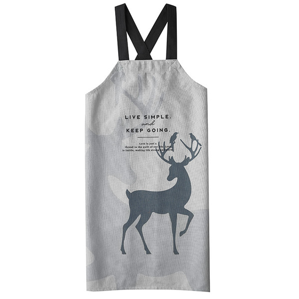 Kitchen Aprons Thick Cotton Linen House Grey Deer Lattice Apron with pocket Cleaning Garden Cooking Restaurant 88x90x25cm