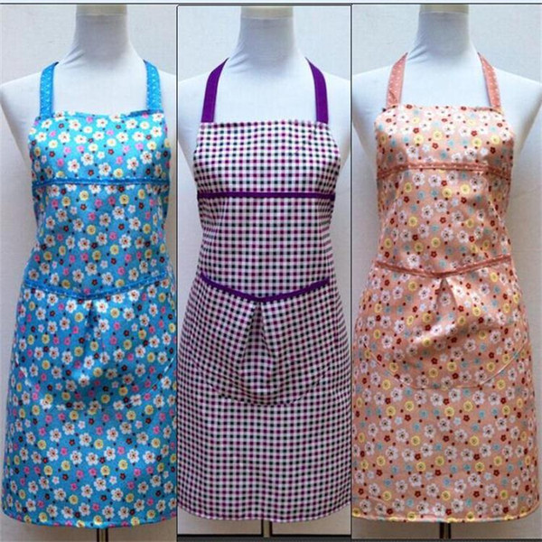 2016 Korean fashion cute grid print apron bow beautiful princess canvas apron, work apron housewife tools large pocket Aprons Home Textiles