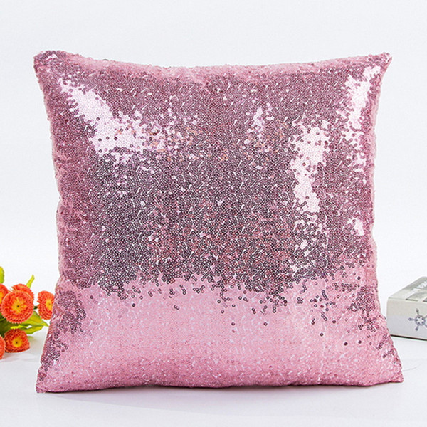 Pillow Case Home Print Throw Sofa Cushion Cover Solid Pillowcase Sequin Glitter Home Sofa Bed Car Magic Mermaid Pillow Case