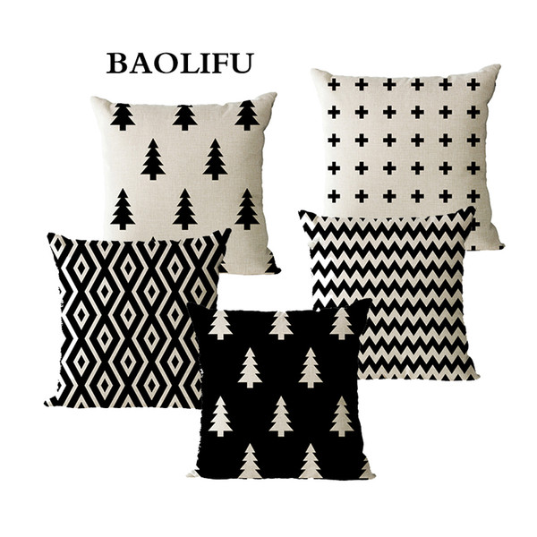 BAOLIFU 45x45cm Linen Pillow Cover Christmas Geometry Cushion Covers for Sofa Bed Nordic Decorative Pillow Case A135