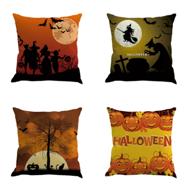 Witch Halloween Pillowcase Decoration Throw Pillow Case Pumpkin Gift Car Room Home Decor Square Cushion Cover Sofa Decorative Ornament