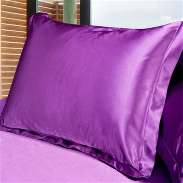 1 Pair 48*74cm Solid Color Single Artificial Silk Pillowcase Bedding Pillow Cover Home Decor Textiles Cushion Pillow Case Wholesale H146