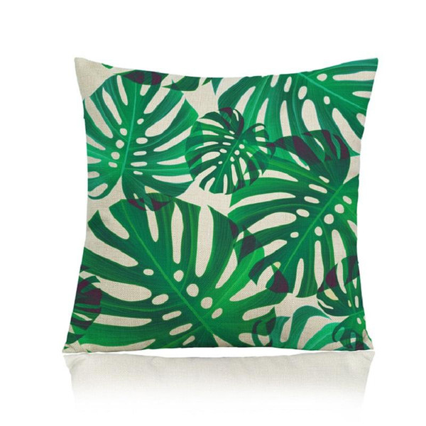 Green Leaves Design Throw Pillow Cover 45x45cm 100% Polyester Printed Pillowcase Couch Bed Beautify Home Cover