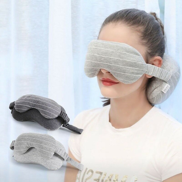 Neck Pillow Eye Mask Portable Travel Head Neck Cushion Flight Sleep Rest Blackout Goggles Blindfold Shade LJJR1046