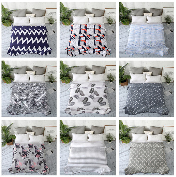 Geometric Hearts Stripes Leaves and Animals Printing Quilt Bedspread Coverlet Summer Quilt 2 Size 150*200cm 200*220cm