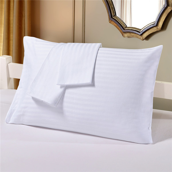 Pure Cotton Satin Stripe Or Plaid Pillow Case Solid Color Pillowcase Home Hotel Use Queen King Size