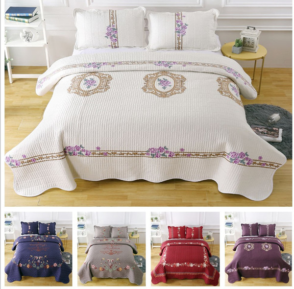 Embroidery technology Design 3PC Quilt Set Bedspread Coverlet Pillow Sham Summer Duvet Queen/King Size 230*250CM