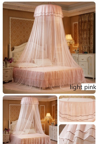 6 colors High Quality Luxury Romantic Hung Dome Mosquito Net Princess Students Bed Canopy Lace Round Mosquito Nets Curtain for Bedding