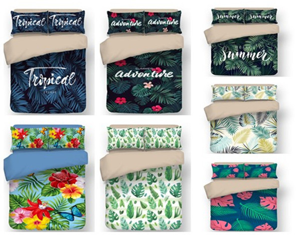 Tropical rain forest Leaves designs Duvet Cover Set 3PC Of Quilt Cover & Pillowcase Twin Full Queen King 7 Designs Fashion Bedding Sets