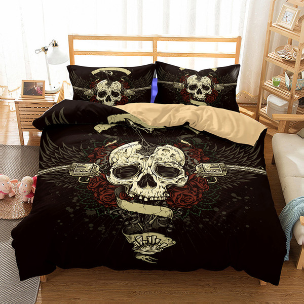 New 3D Skulls Design Bedding Set 2PC/3PC Duvet Cover Set Of Quilt Cover & Pillowcase Twin Full Queen King Size