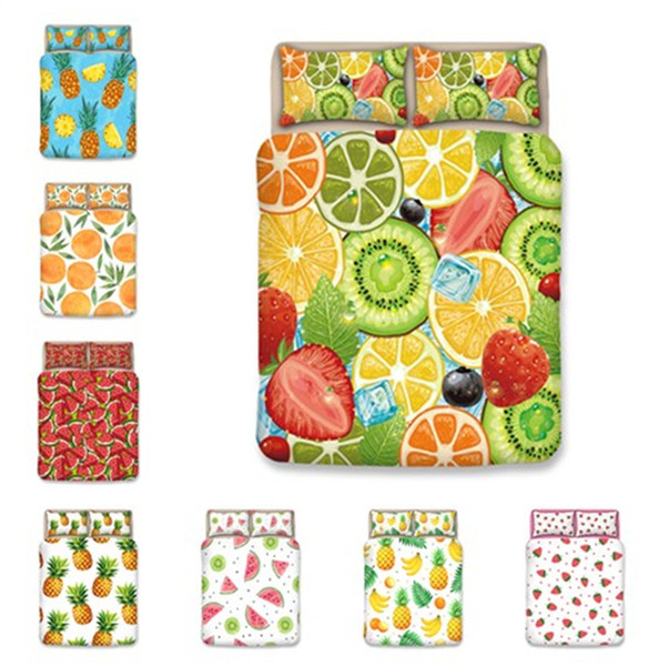 Fresh fruit Duvet Cover Set 3PC Of Quilt Cover & Pillowcase Twin Full Queen King 7 Designs Fashion Bedding Sets