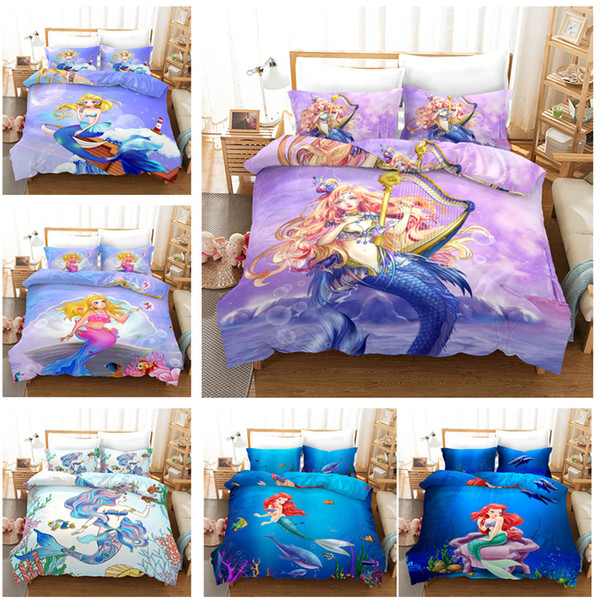 Mermaid Design Bedding Set 2PC/3PC Duvet Cover Set Of Quilt Cover & Pillowcase US/UK/AU Size