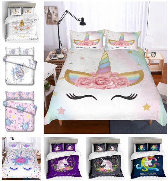 Cartoon Unicorn Design Bedding Set 2PC/3PC Duvet Cover Set Of Quilt Cover & Pillowcase US/UK/AU Size