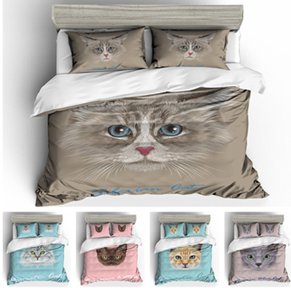 3D Animals Cuts Cats Design Bedding Set 2PC/3PC Duvet Cover Set Of Quilt Cover & Pillowcase Twin Full Queen King Size