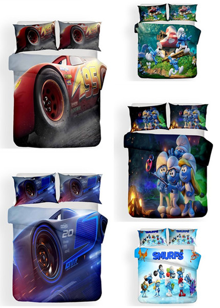 Smurf Racer Deisgns Bedding Set 2PC/3PC Cosmetics Duvet Cover Set Of Quilt Cover & Pillowcase Twin Full Queen King Size