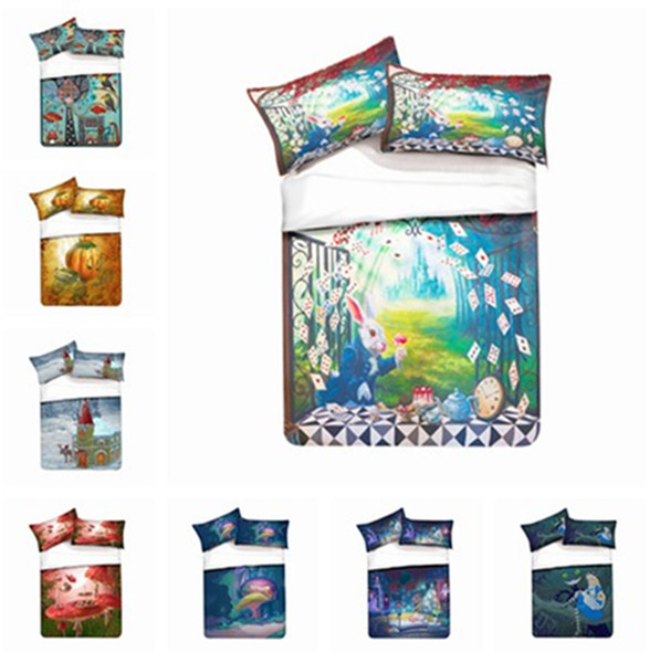 Fairy tale world Alice in Wonderland Design Bedding Set 2PC/3PC Duvet Cover Set Of Quilt Cover & Pillowcase