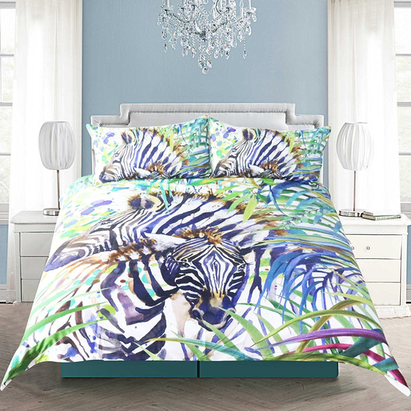 Jungle Zebra Design Bedding Set Of 3PC Duvet Cover Set Quilt Cover & Pillowcase Twin Full Queen King Size